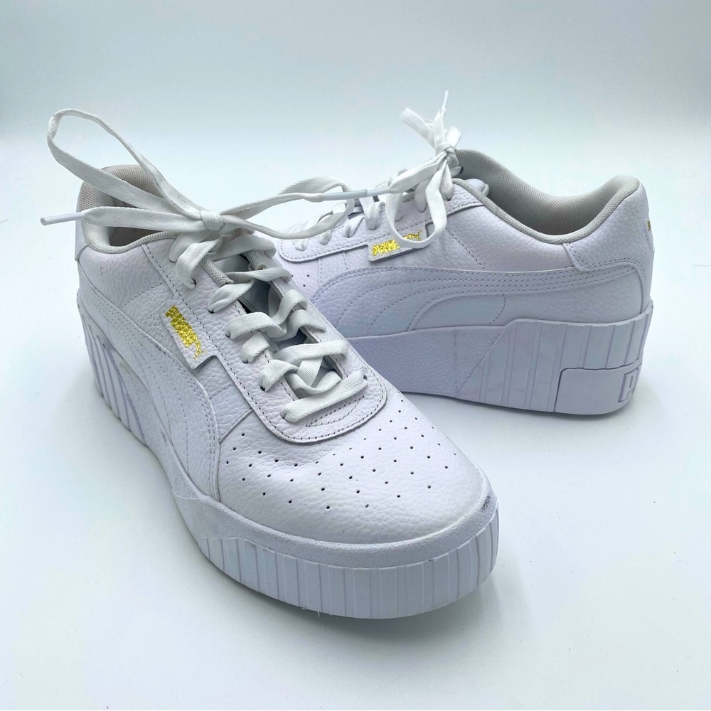 Puma Women's Cali Wedge Platform Lace Up Tennis Shoes‎ Sneakers White Size 10